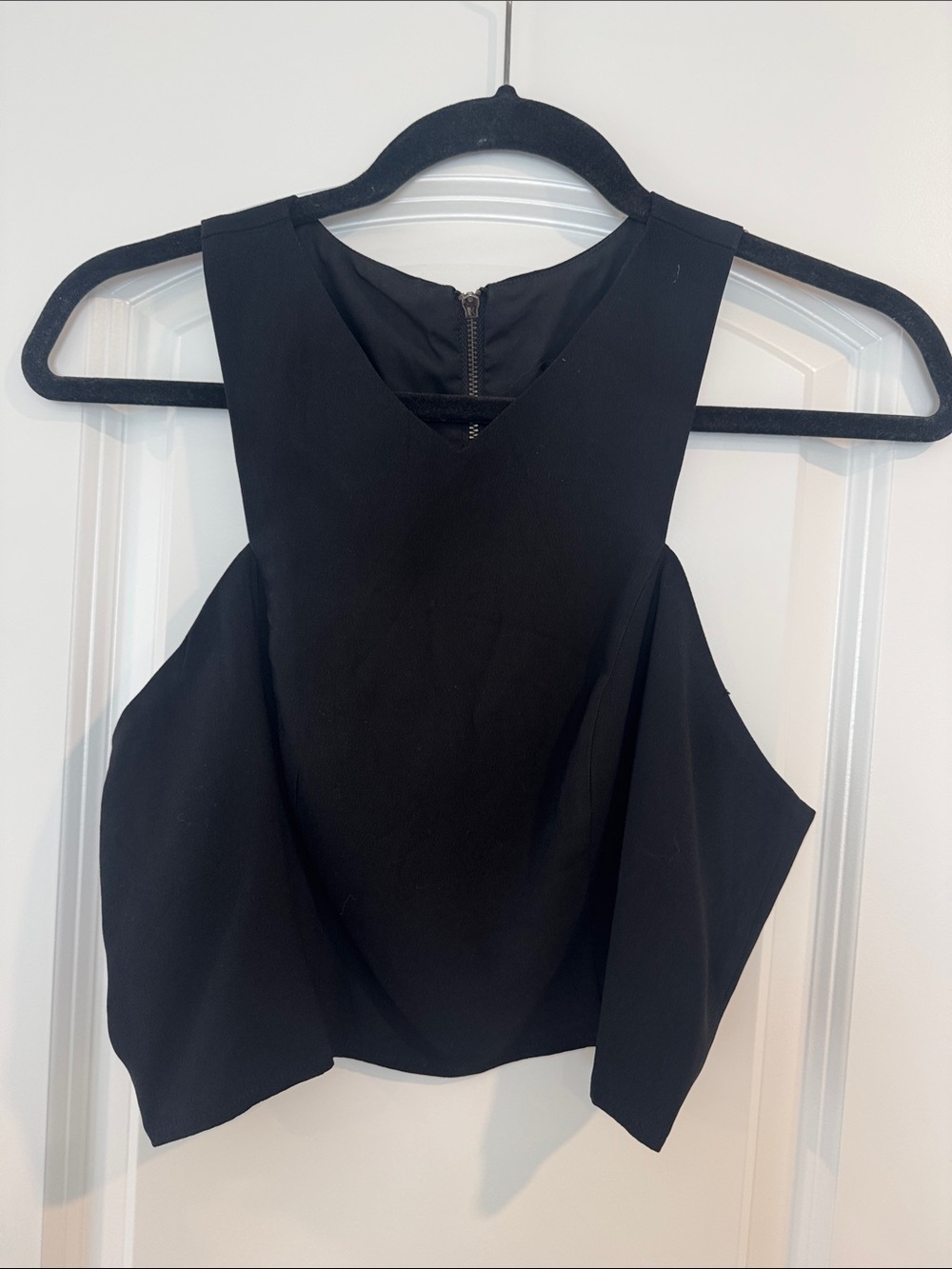 Black Sleeveless V-Neck Crop Top